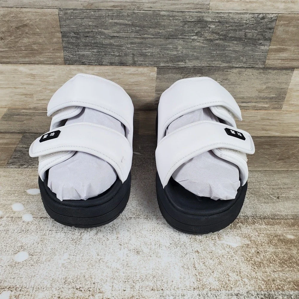 Seichi Senko Mens Slides Sandals‎ Sz 9 White Black Comfort Slip On